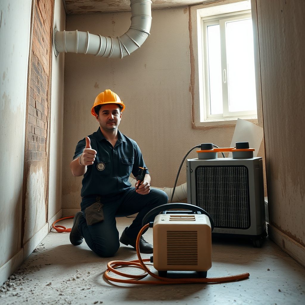 A Titan Ridge Mold Removal technician explaining a mold remediation plan to a homeowner in a Taylor, Texas living room.